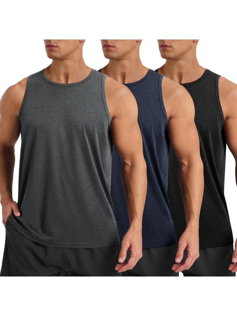 Men's 3-Pack Sleeveless Tank Tops - Quick Dry, Moisture-Wicking Gym & Beach Wear